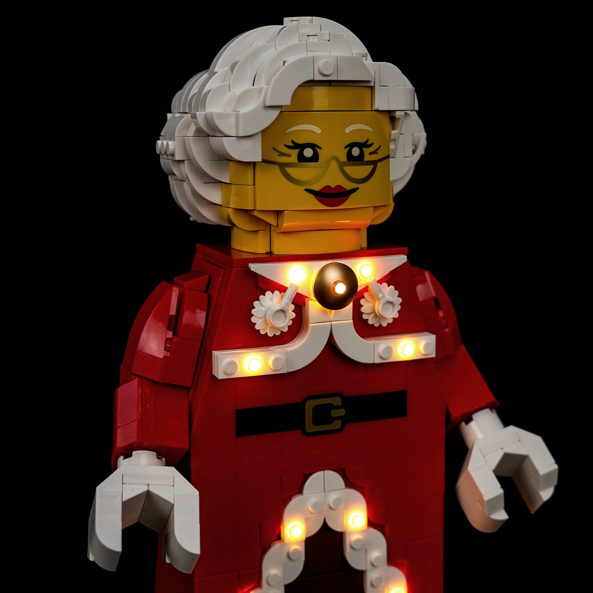 Lichtset für LEGO® Große Frau Weihnachtsmann-Minifigur #40875 – beleuchtete Ansicht 1