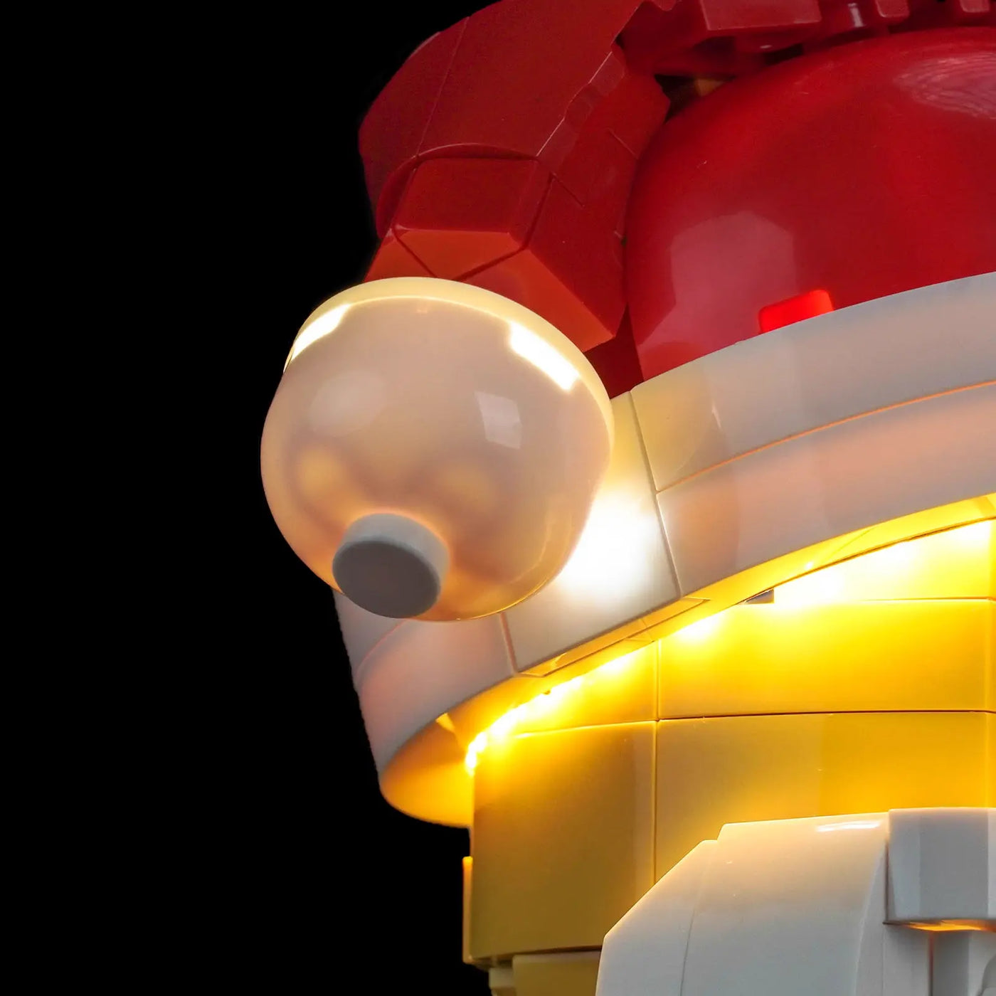 Bright My Bricks premium LED light kit for LEGO® Up-Scaled Santa Minifigure #40820 — LED strips and bricks detail