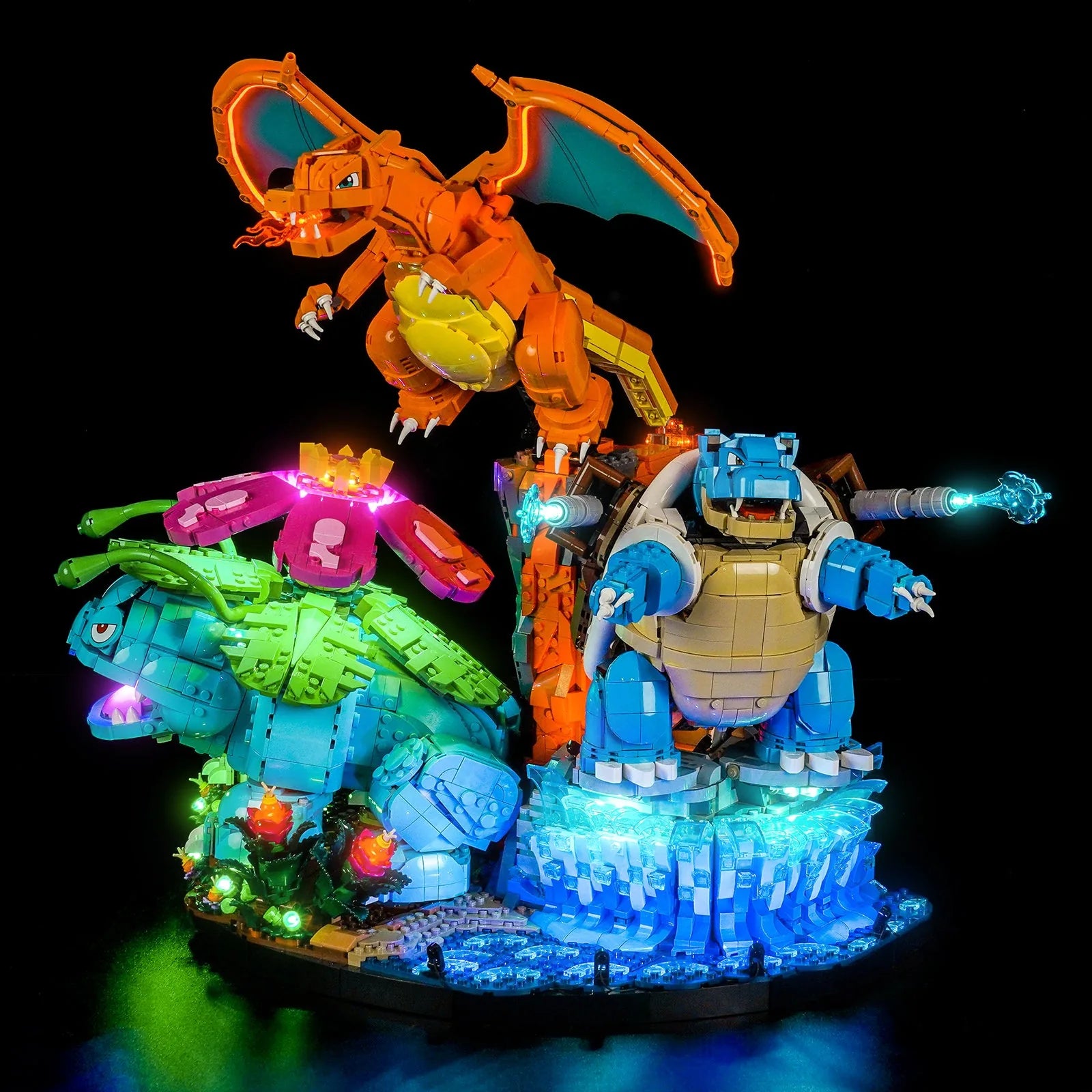 LEGO Venusaur Charizard and Blastoise #72153 LED lighting detail