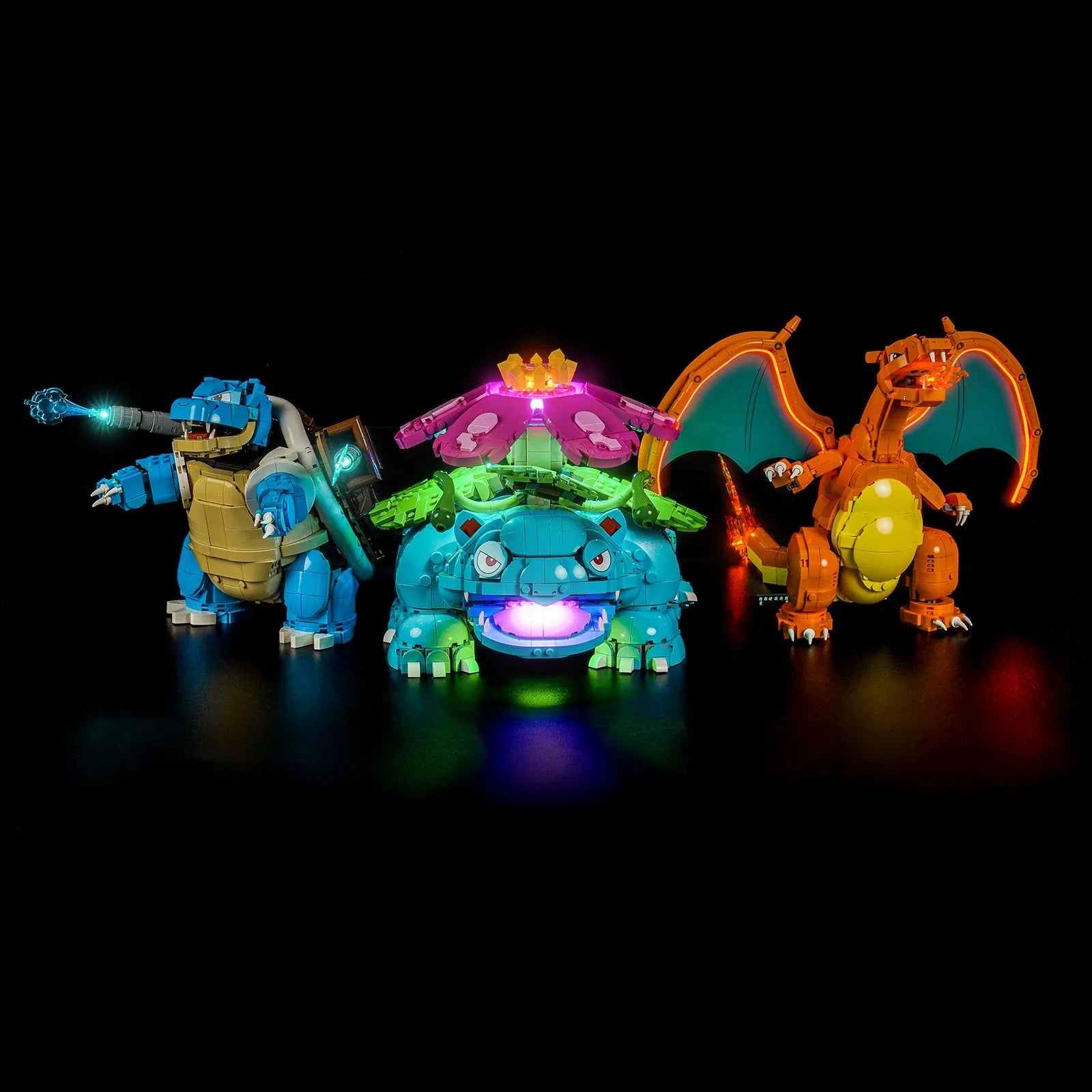 Light Kit LEGO Venusaur Charizard and Blastoise #72153 display view
