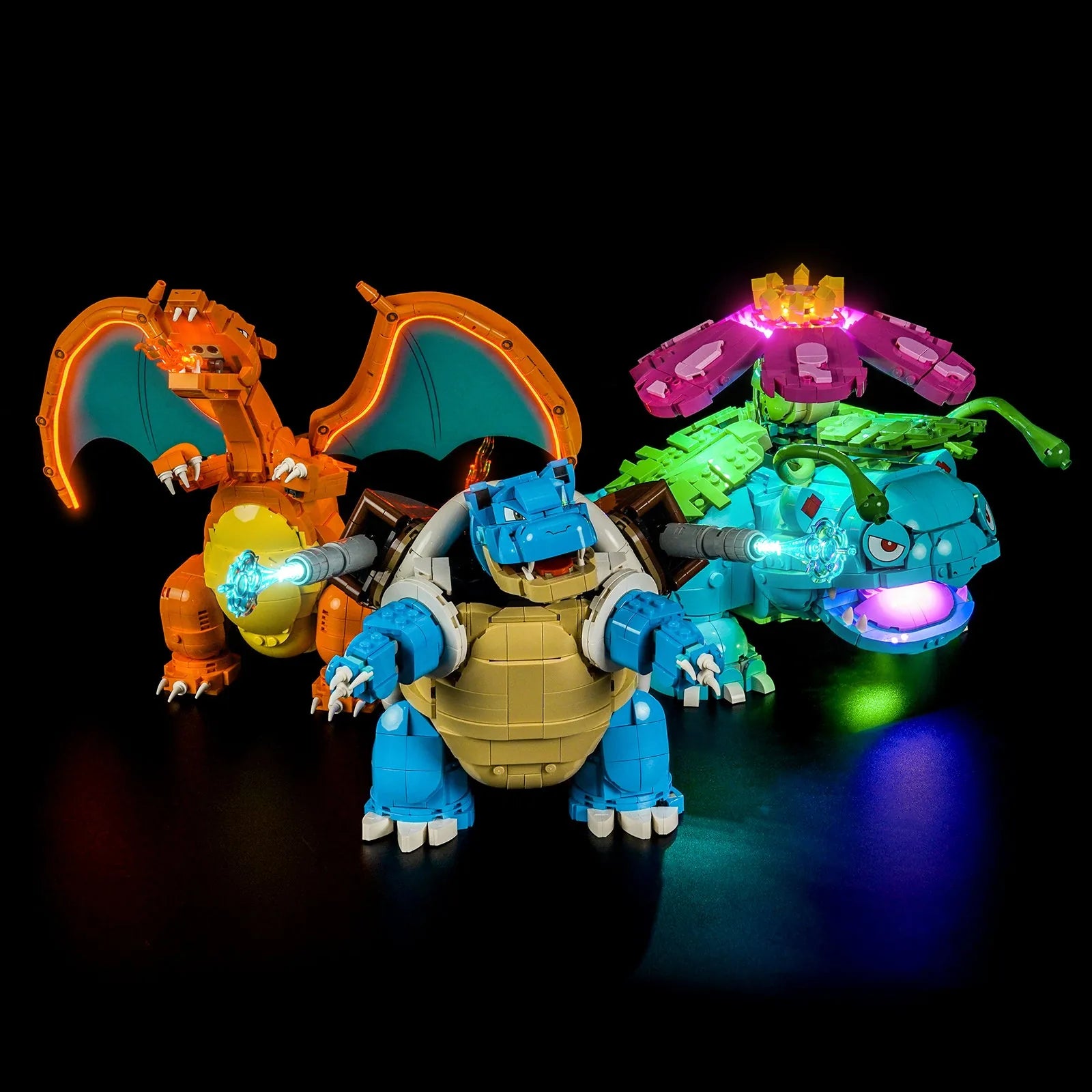 LED lights bring LEGO Venusaur Charizard and Blastoise #72153 to life