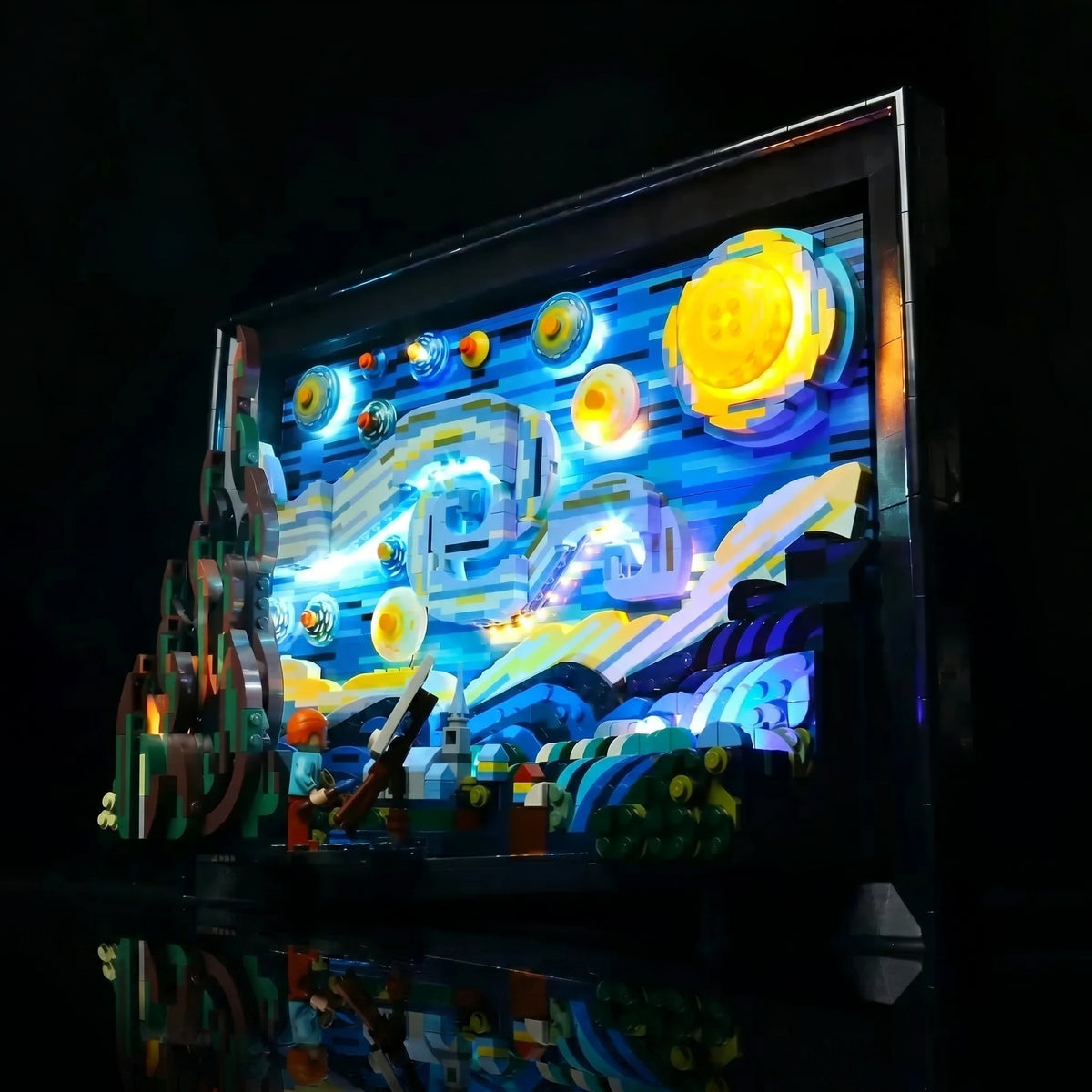 Bright My Bricks light kit for LEGO® Vincent van Gogh - The Starry Night #21333 — LED strips and bricks detail