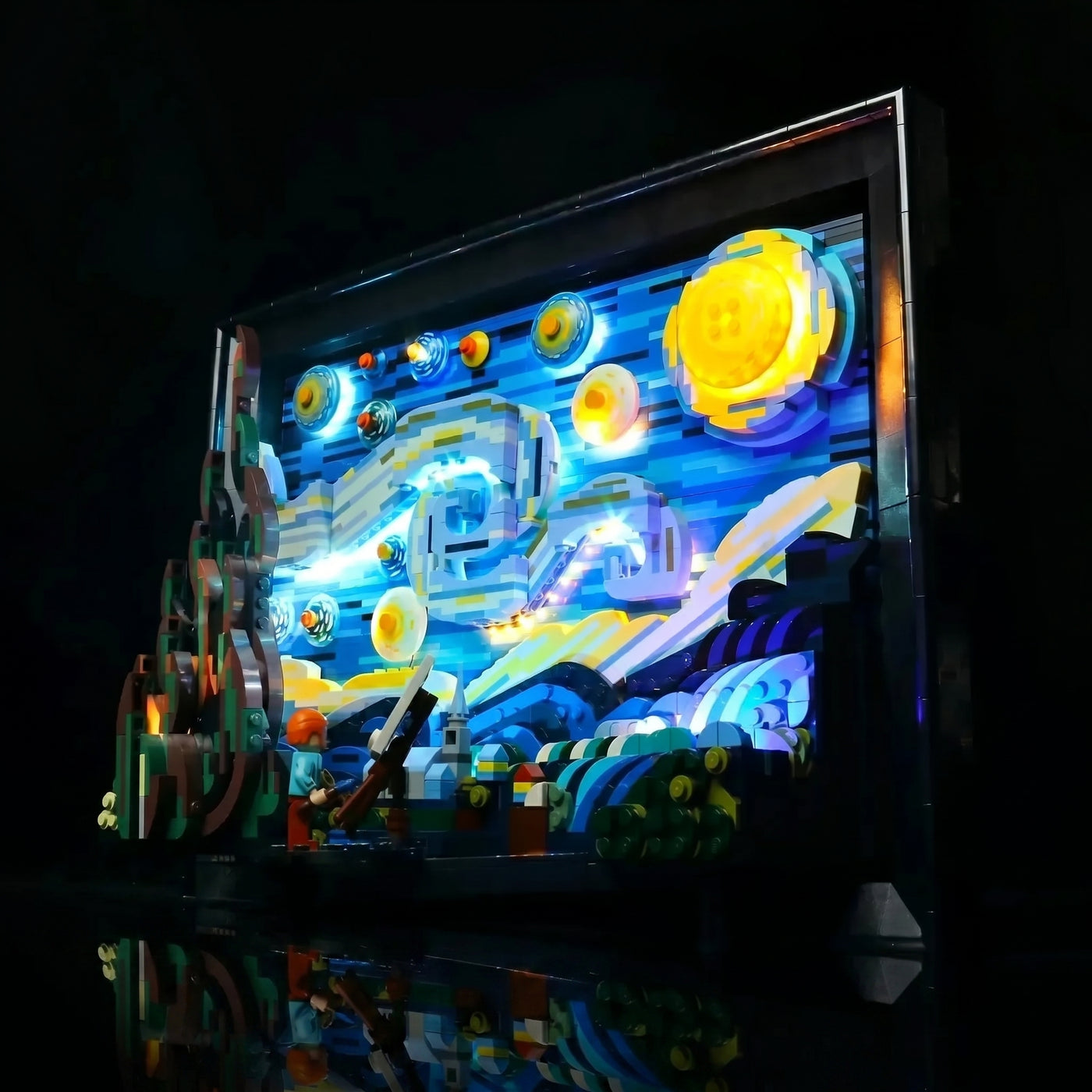 Bright My Bricks light kit for LEGO® Vincent van Gogh - The Starry Night #21333 — LED strips and bricks detail