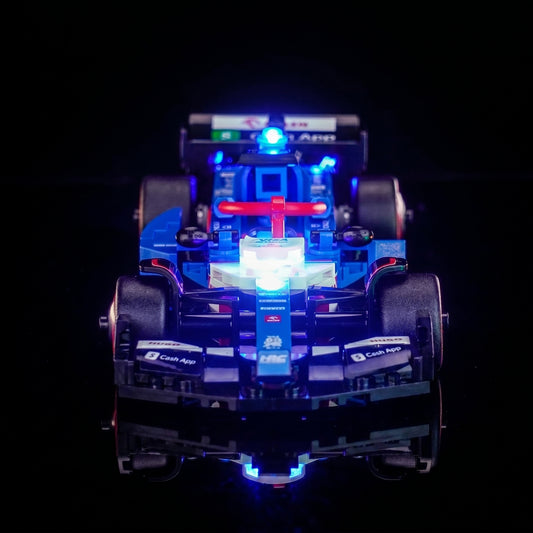 LEGO® Visa Cash App RB VCARB 01 F1 Race Car #77246 — before-and-after lighting (custom LED lighting)