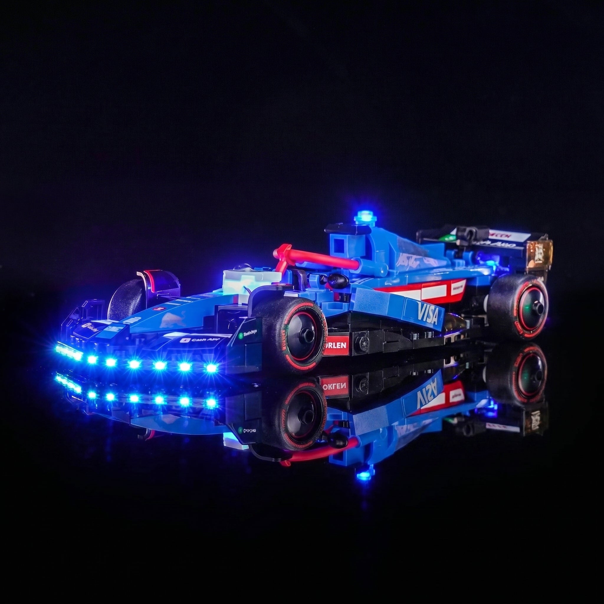 DIY LED light kit for LEGO® Visa Cash App RB VCARB 01 F1 Race Car #77246, LED kit powered on