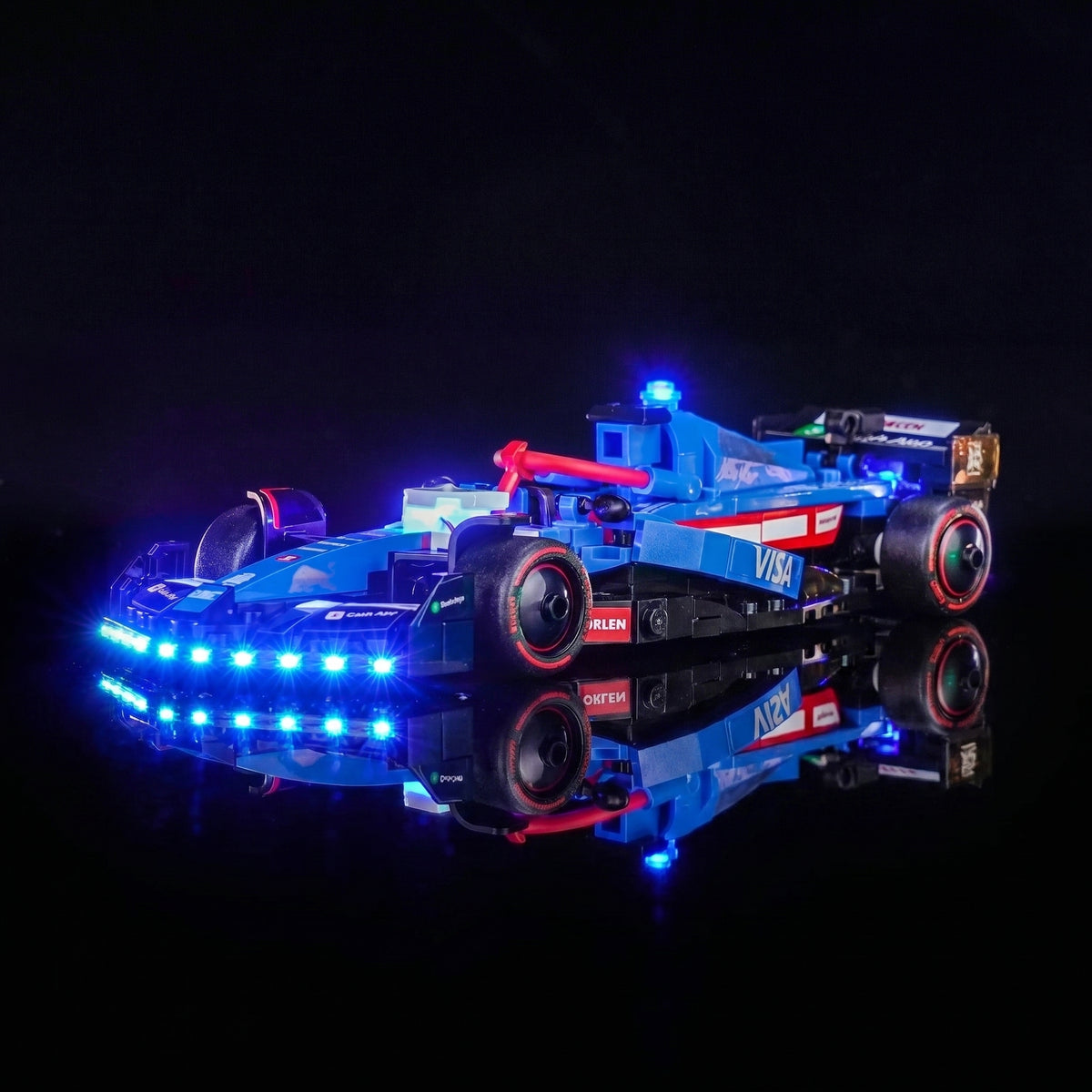 DIY LED light kit for LEGO® Visa Cash App RB VCARB 01 F1 Race Car #77246, LED kit powered on