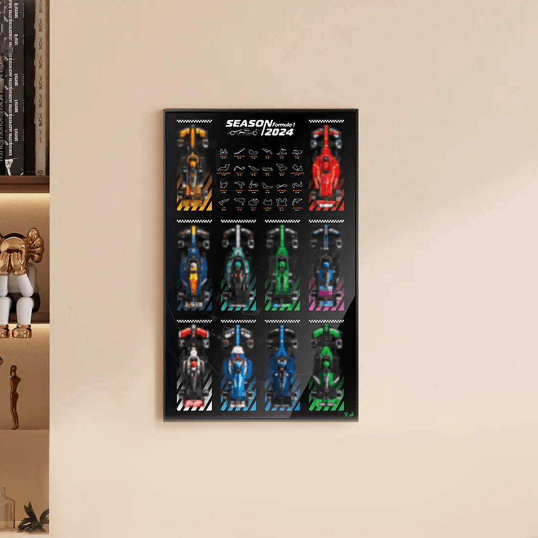 LEGO® lighting component: Wall Display Board for LEGO® F1 Speed Champions Cars (10 Slots) Without LED by Bright My Bricks