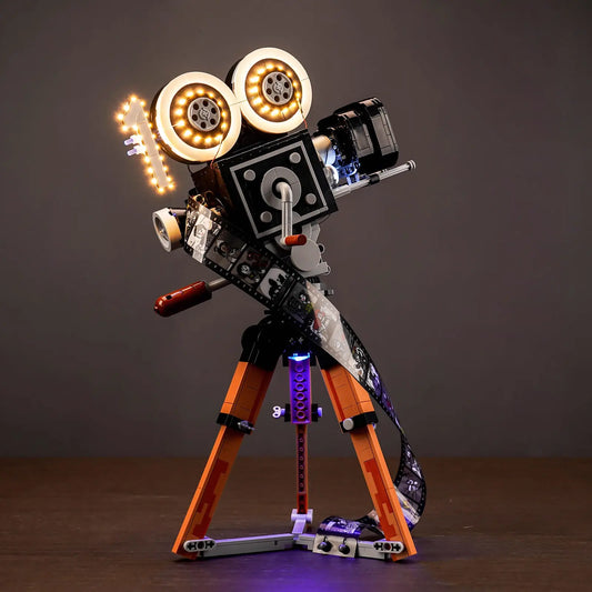 LEGO® Walt Disney Tribute Camera #43230 — lighting effect on the build (USB-powered LED light kit)