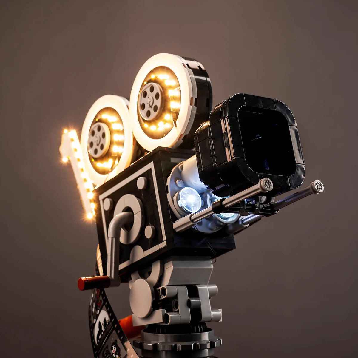 LEGO® Walt Disney Tribute Camera #43230 before-and-after lighting, with the custom LED lighting