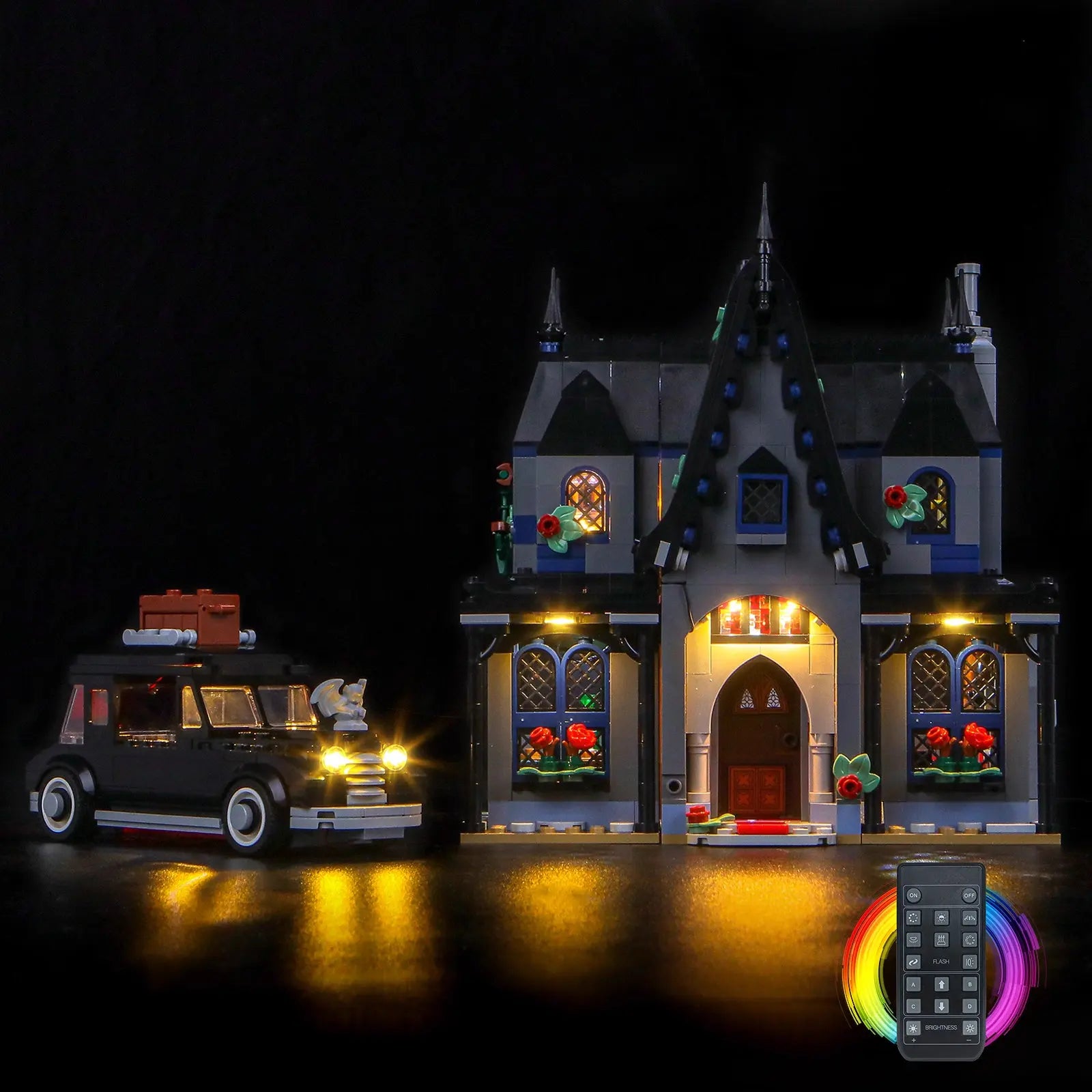 LEGO Wednesday Morticia's Cottage #76786 with LED lights installed
