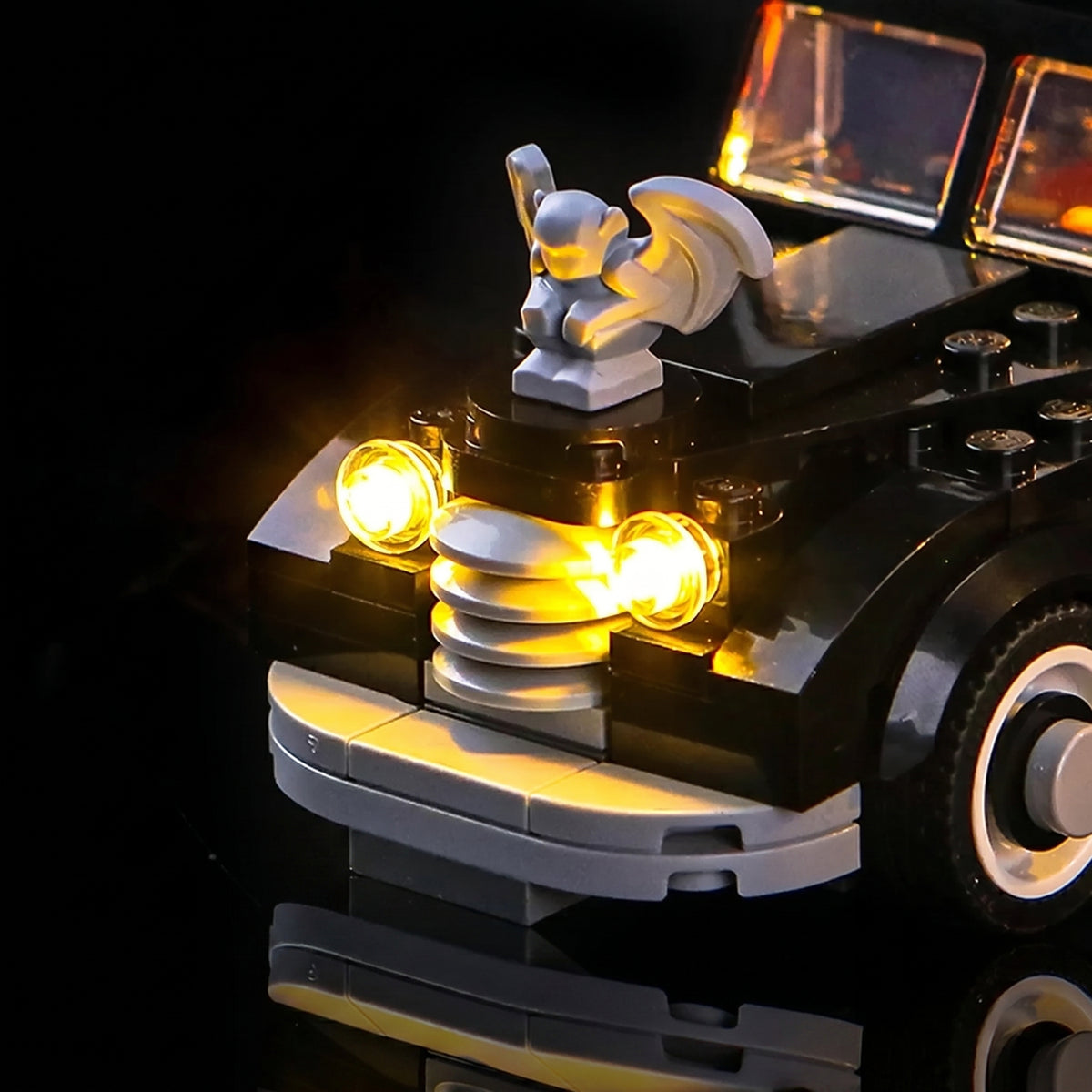 fully illuminated on display: Bright My Bricks LED lights for LEGO® Wednesday Morticia's Cottage #76786