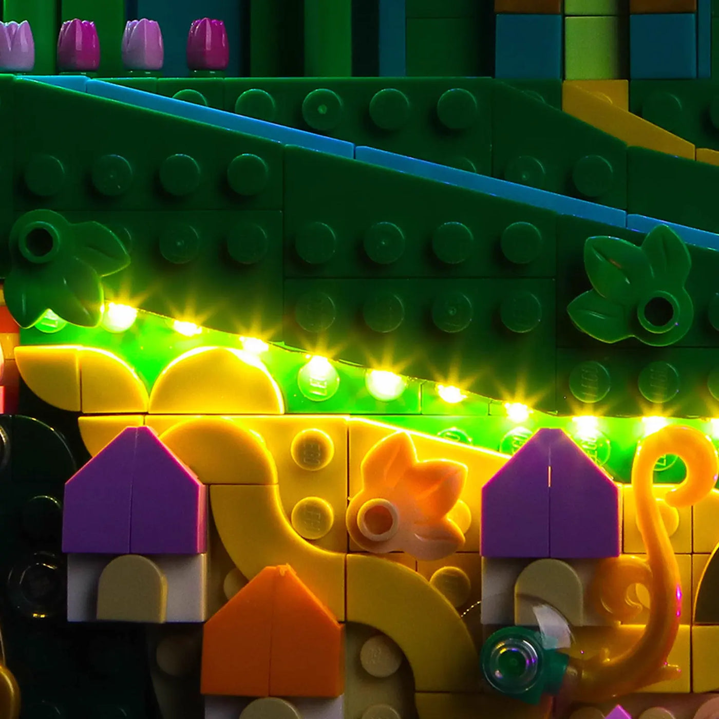 Bright My Bricks LED lighting kit for LEGO® Wicked Welcome to Emerald City #75684 — illuminated at night