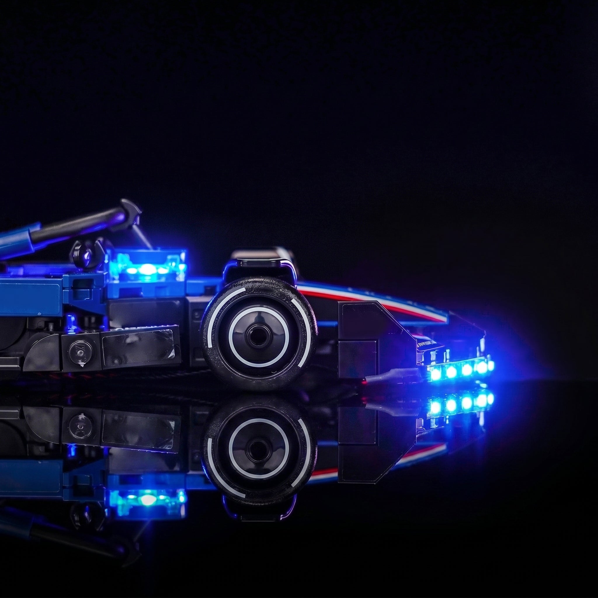 Bright My Bricks LED lighting kit for LEGO® Williams Racing FW46 F1 Race Car #77249 — front view fully lit