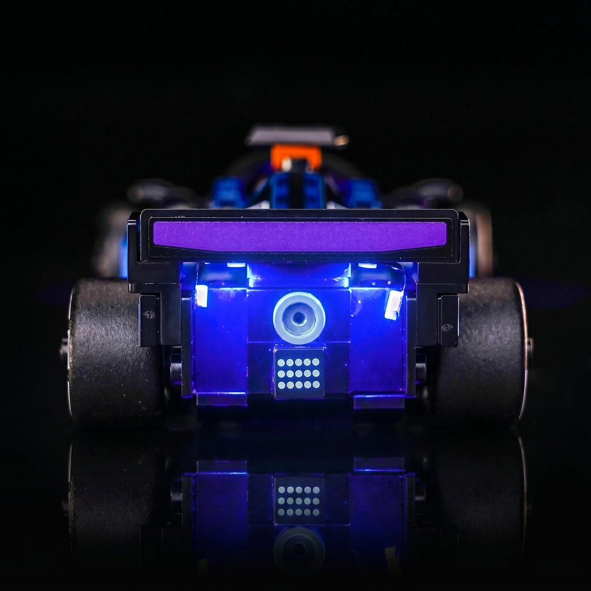 Bright My Bricks premium LED light kit for LEGO® Williams Racing FW46 F1 Race Car #77249 — fully illuminated on display