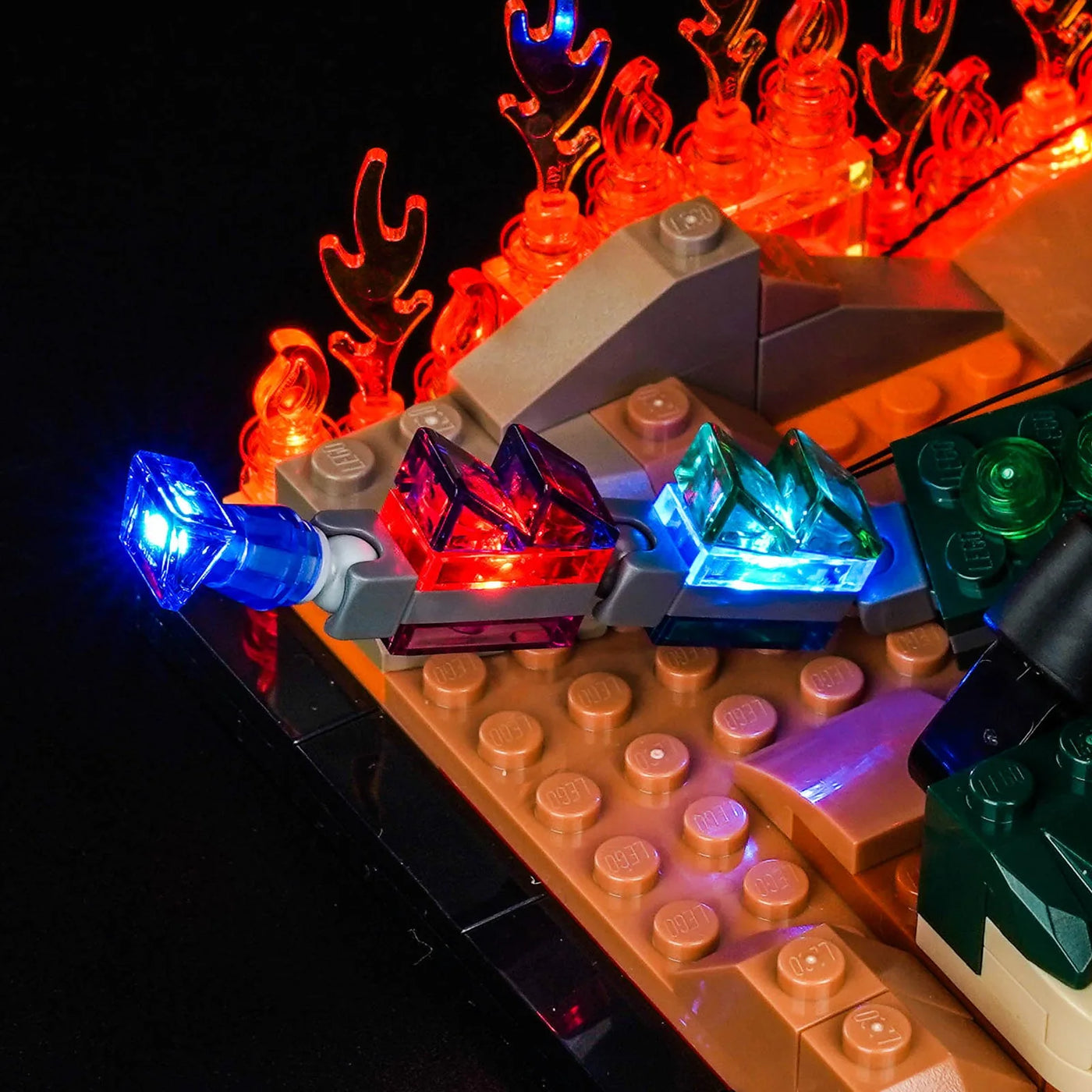 Bright My Bricks premium LED light kit for LEGO® Zelda Ocarina of Time The Final Battle #77093 — illuminated at night