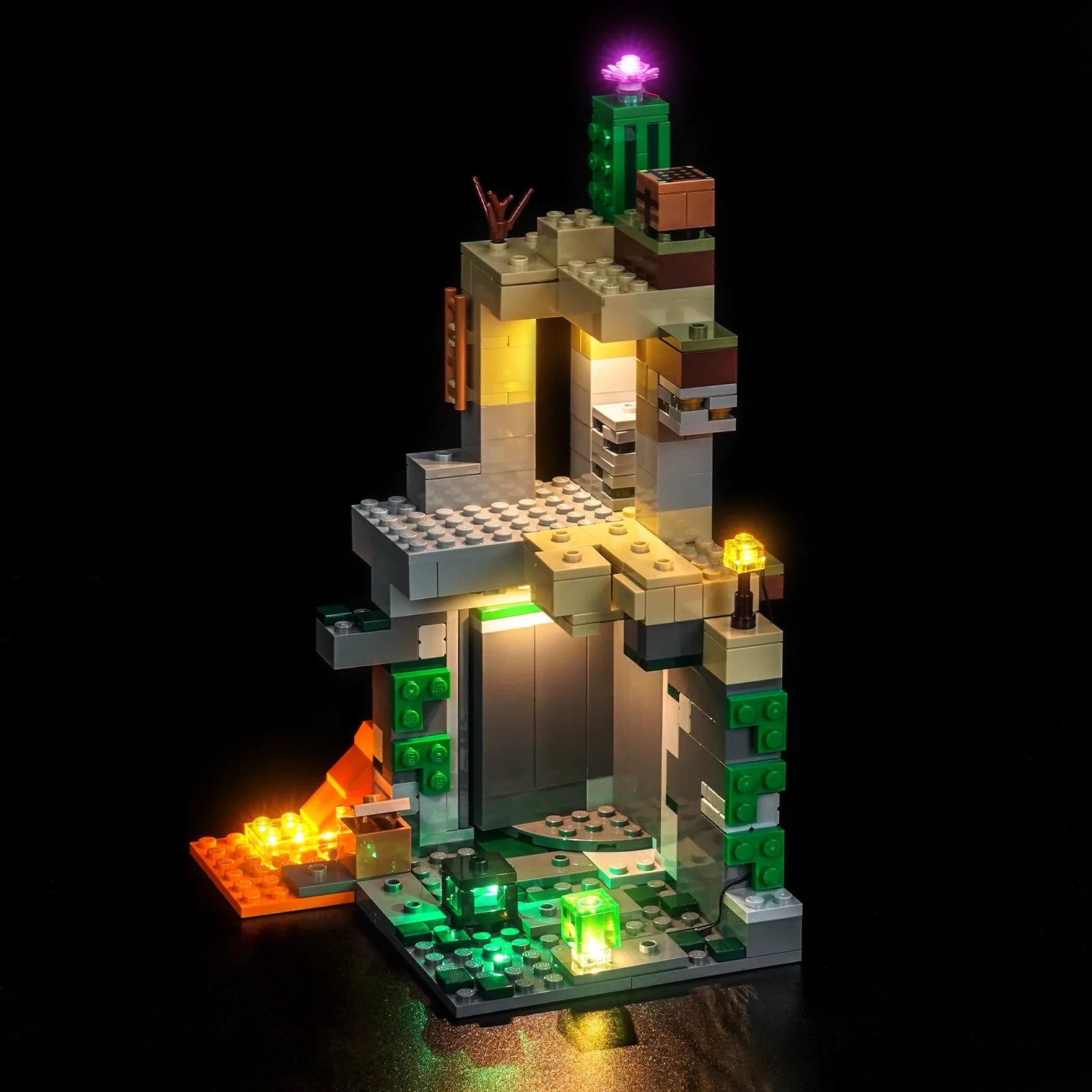 LEGO Zombie Dungeon #21587 illuminated at night