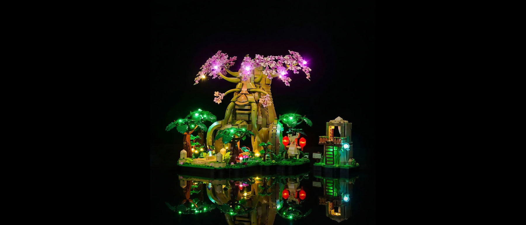 Pink Light Kit for LEGO® The Legend of Zelda™ Great Deku Tree 2-in-1 #77092 — lit with the LED light kit