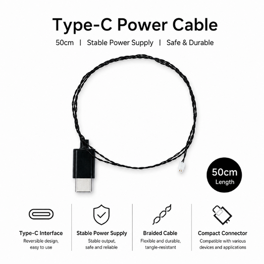 50cm USB Type-C power cable for LEGO® LED light kits shown in full