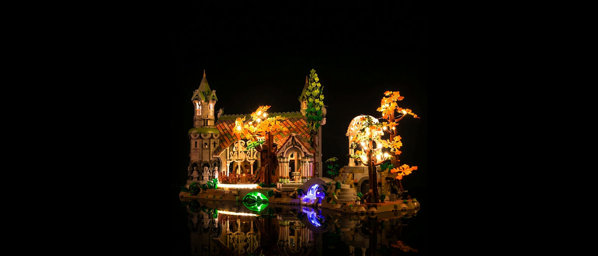 Warm Light Kit for LEGO® The Lord Of The Rings: Rivendell #10316 — lit with the LED light kit